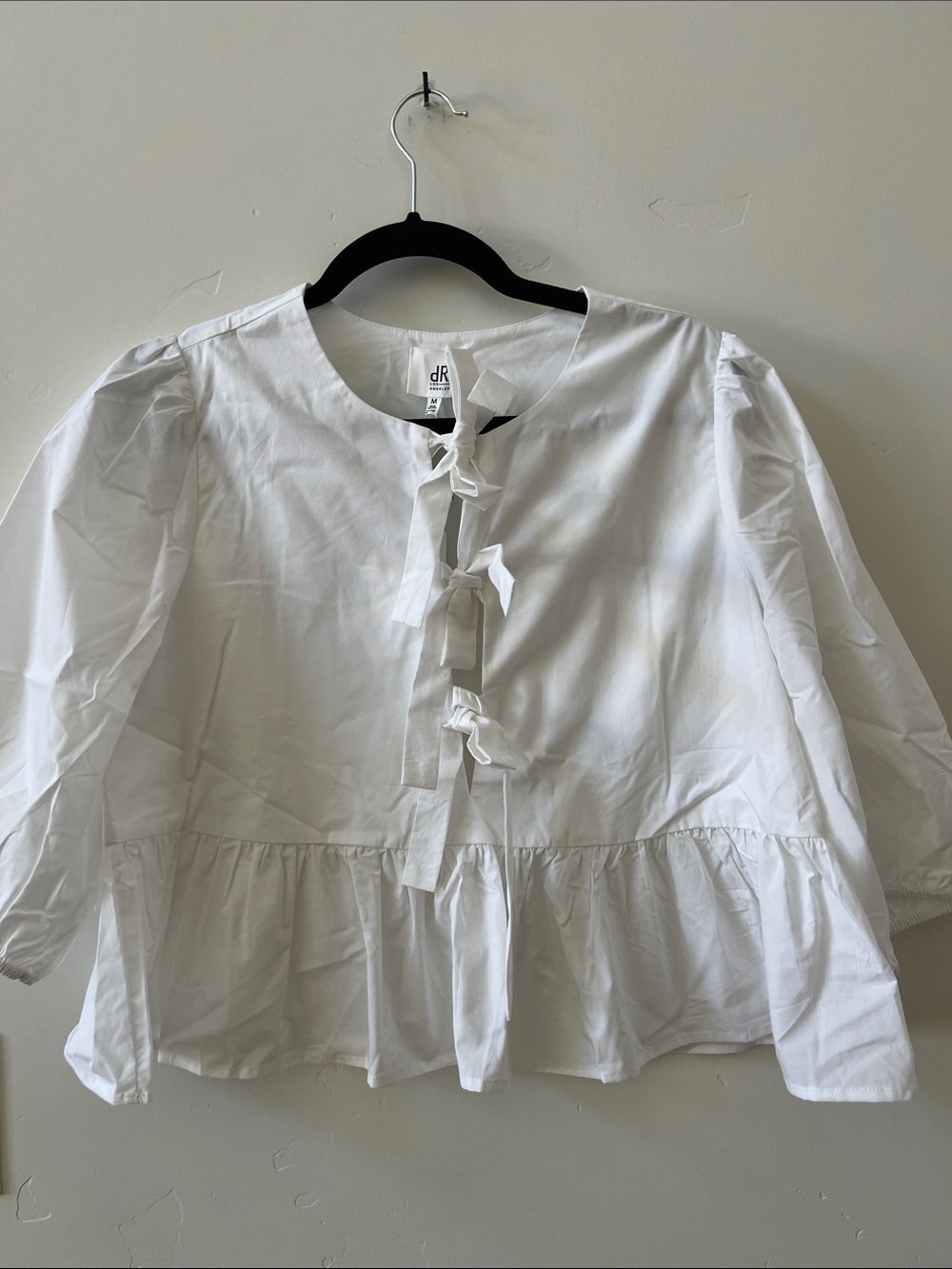 White Tie-Front Peplum Blouse